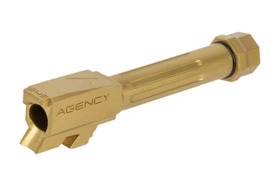 The Agency Arms G43 fluted barrel comes with a thread protector